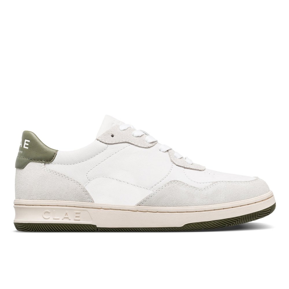 CLAE ELFORD Shoes Mens USA783-P25 In White Leather Olive